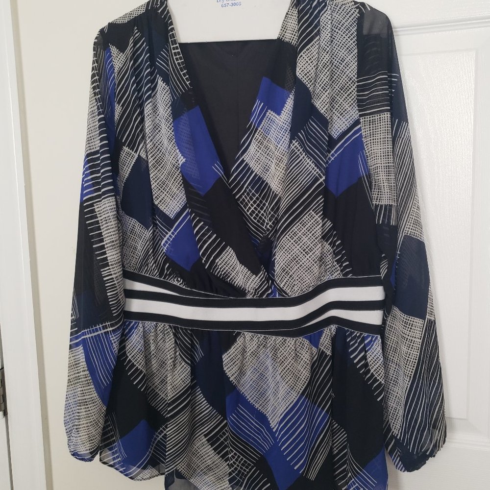 Blue/Black Blouse